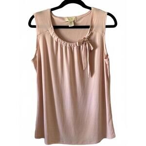 Diana Belle Light Pink Sleeveless Top with Bow Detail Size L
